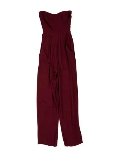 Pre-owned Reformation Strapless Jumpsuit In Burgundy