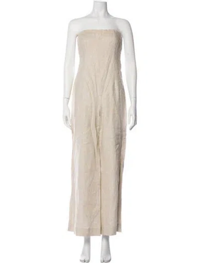 Pre-owned Reformation Strapless Jumpsuit In Neutral