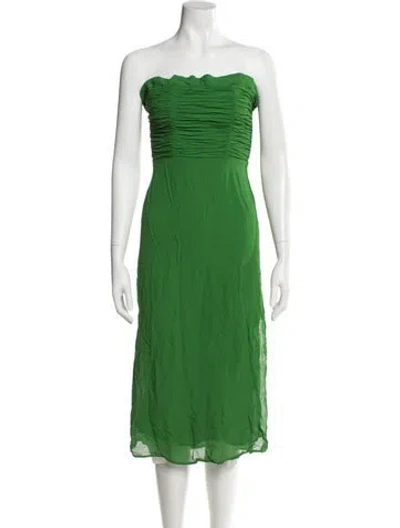 Pre-owned Reformation Strapless Knee-length Dress In Green