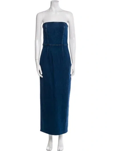 Pre-owned Reformation Strapless Long Dress In Blue