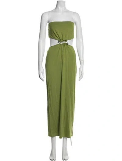 Pre-owned Reformation Strapless Long Dress In Green