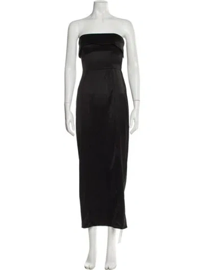 Pre-owned Reformation Strapless Midi Length Dress In Black