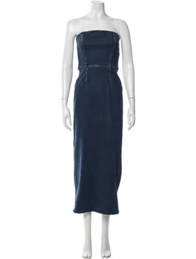 Pre-owned Reformation Strapless Midi Length Dress In Blue