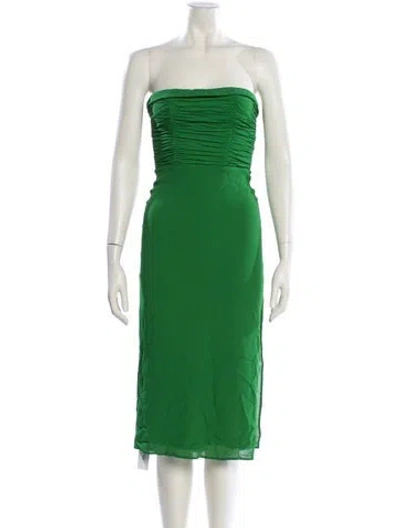 Pre-owned Reformation Strapless Midi Length Dress In Green
