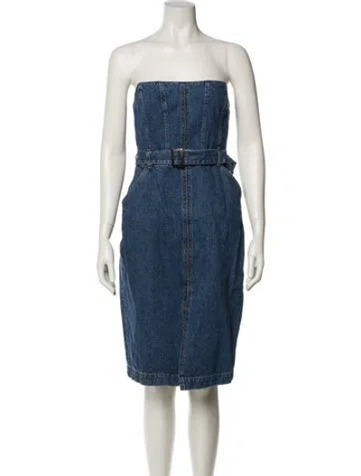 Pre-owned Reformation Strapless Mini Dress In Blue