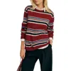 Reformation Cashmere Boyfriend Sweater In Crimson Multi Stripe