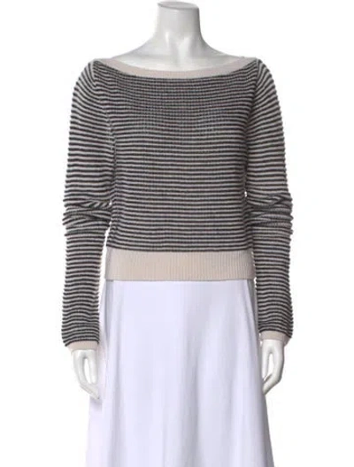 Pre-owned Reformation Striped Bateau Neckline Sweater In Black