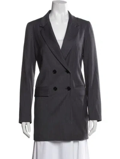 Pre-owned Reformation Striped Blazer In Blue