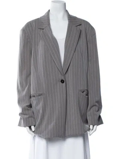 Pre-owned Reformation Striped Blazer In Gray