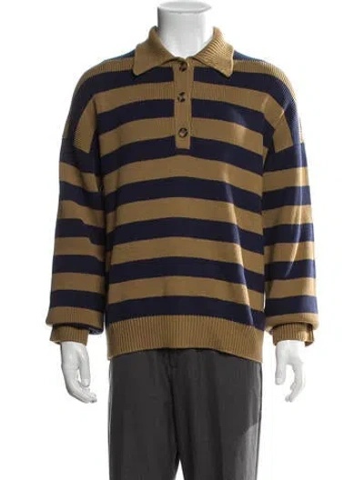 Pre-owned Reformation Striped Collar Polo Sweater In Multicolor