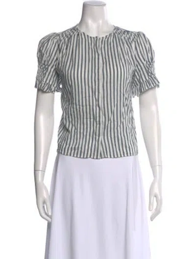 Pre-owned Reformation Striped Crew Neck Blouse In Multi