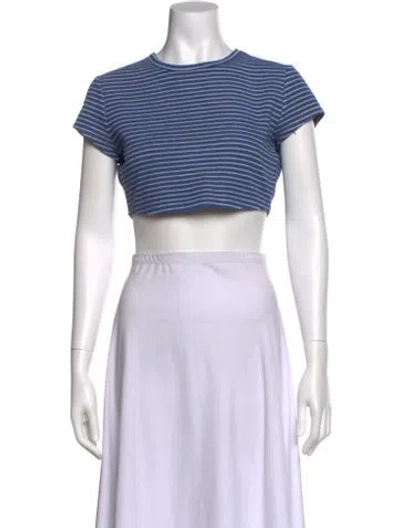 Pre-owned Reformation Striped Crew Neck Crop Top In Blue