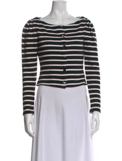 Pre-owned Reformation Striped Crew Neck Sweater In Black