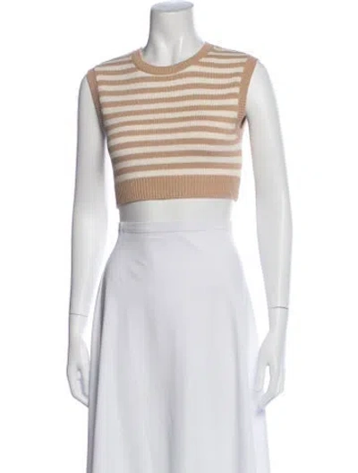 Pre-owned Reformation Striped Crew Neck Sweater In Neutral