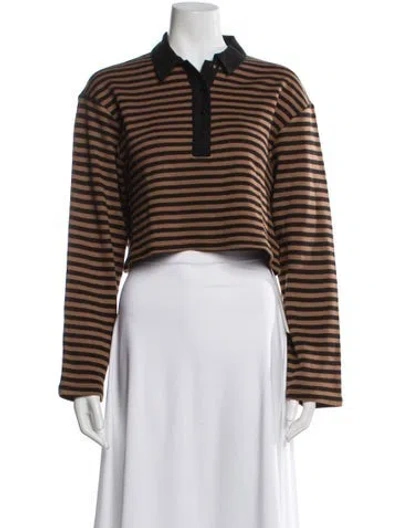 Pre-owned Reformation Striped Crew Neck Sweater W/ Tags In Brown