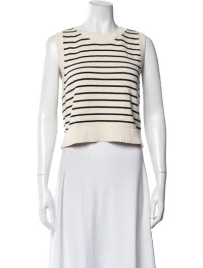 Pre-owned Reformation Striped Crew Neck Sweater In White