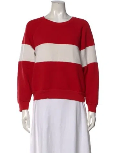 Pre-owned Reformation Striped Crew Neck Sweatshirt In Red