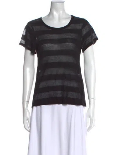 Pre-owned Reformation Striped Crew Neck T-shirt In Black