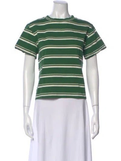 Pre-owned Reformation Striped Crew Neck T-shirt In Green