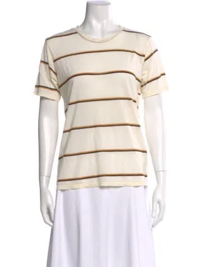 Pre-owned Reformation Striped Crew Neck T-shirt In Neutral