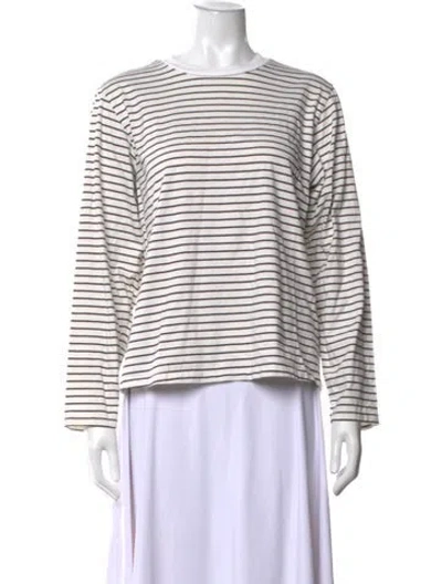 Pre-owned Reformation Striped Crew Neck T-shirt In Neutrals