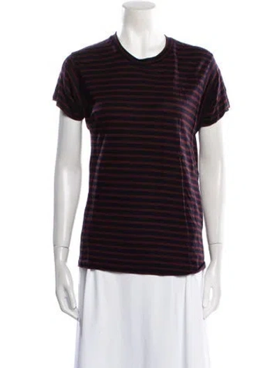 Pre-owned Reformation Striped Crew Neck T-shirt In Red