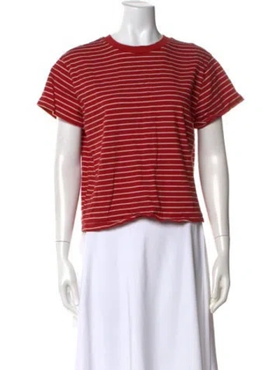 Pre-owned Reformation Striped Crew Neck T-shirt In Red
