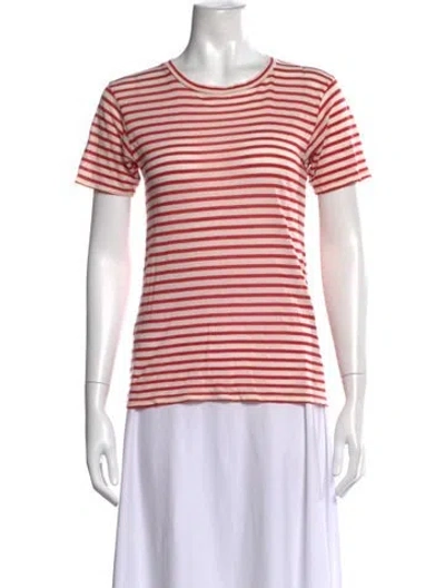 Pre-owned Reformation Striped Crew Neck T-shirt In Red