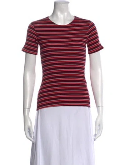 Pre-owned Reformation Striped Crew Neck T-shirt W/ Tags In Burgundy