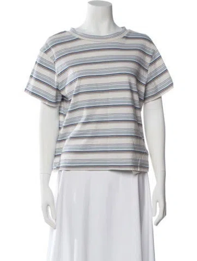Pre-owned Reformation Striped Crew Neck T-shirt In White