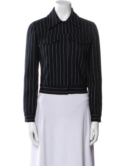 Pre-owned Reformation Striped Evening Jacket In Black