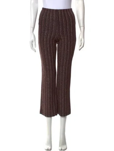 Pre-owned Reformation Striped Flared Pants In Metallic/pink