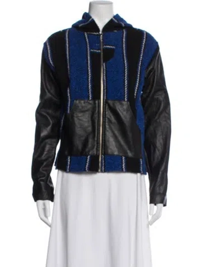 Pre-owned Reformation Striped Jacket In Black