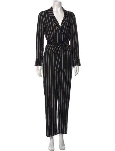 Pre-owned Reformation Striped Jumpsuit In Black
