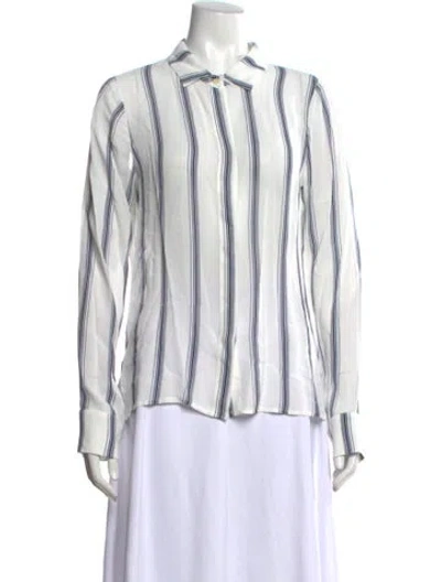 Pre-owned Reformation Striped Long Sleeve Blouse W/ Tags In White