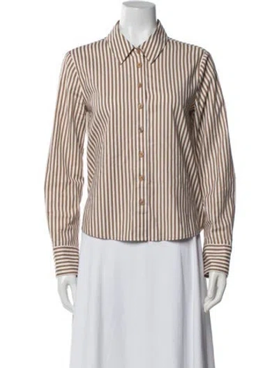 Pre-owned Reformation Striped Long Sleeve Button-up Top In Multi