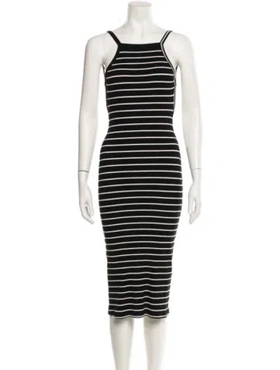 Pre-owned Reformation Striped Midi Length Dress In Black