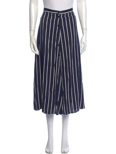 Pre-owned Reformation Striped Midi Length Skirt In Blue