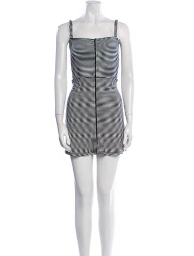 Pre-owned Reformation Striped Mini Dress In Black