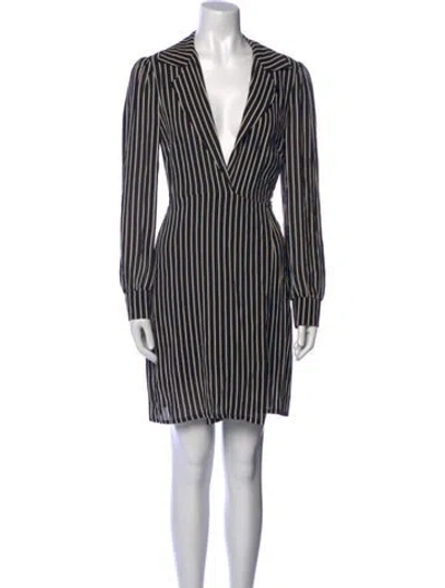 Pre-owned Reformation Striped Mini Dress In Black