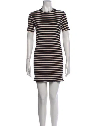 Pre-owned Reformation Striped Mini Dress In Black