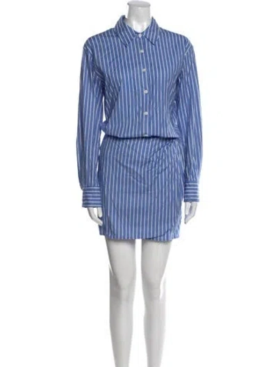 Pre-owned Reformation Striped Mini Dress In Blue