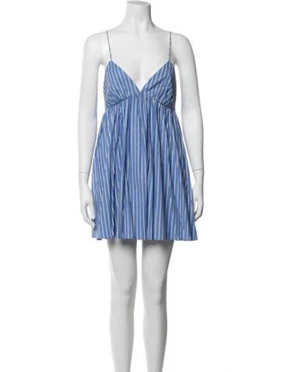 Pre-owned Reformation Striped Mini Dress In Blue