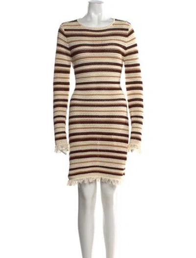 Pre-owned Reformation Striped Mini Dress In Brown