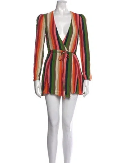 Pre-owned Reformation Striped Mini Dress In Neutral