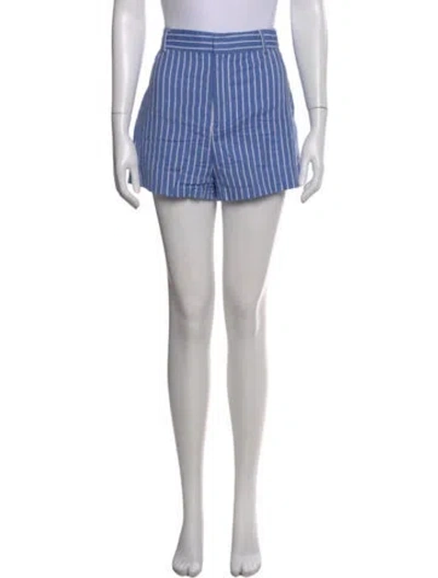 Pre-owned Reformation Striped Mini Shorts In Blue