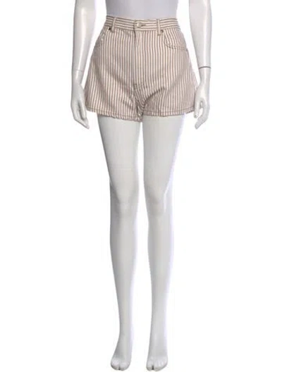 Pre-owned Reformation Striped Mini Shorts In Neutral