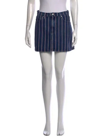 Pre-owned Reformation Striped Mini Skirt In Blue