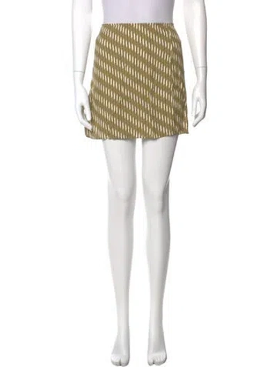 Pre-owned Reformation Striped Mini Skirt In Green