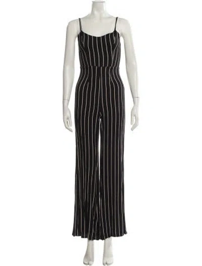 Pre-owned Reformation Striped Scoop Neck Jumpsuit In Black